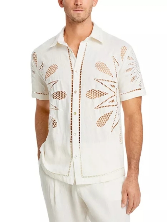 FARM Rio Other - FARM Rio Maxi Sunset Richelieu Regular Fit Embroidered Linen Shirt, Size XS